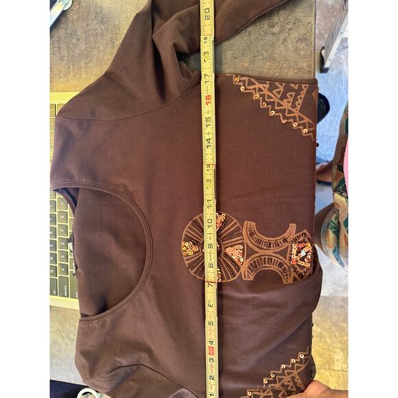 Carlo Colucci Brown embellished top medium - Picture 3 of 10